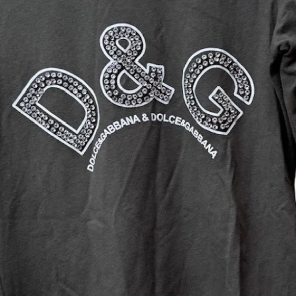 Dolce & Gabbana D&G Vintage Logo Crystals Top Long Sleeve T Stretch Crew 90s Y2K - Picture 8 of 16